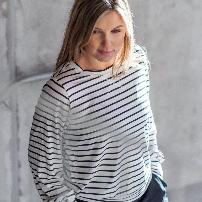 Nelly top - stripes offwhite/black